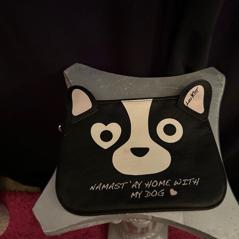 Betsey Johnson Black and White Dog Cosmetic Bag